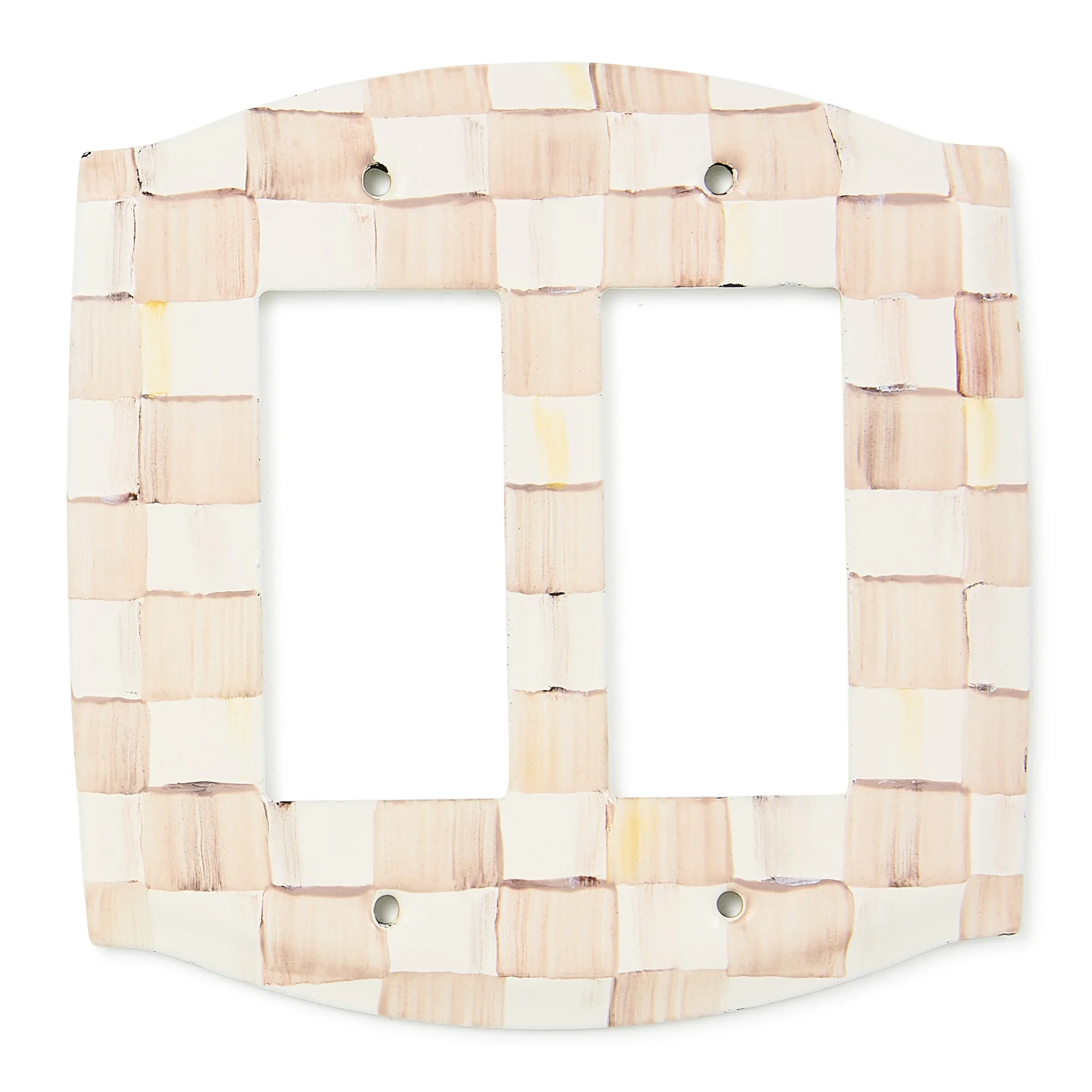 Mocha Check Double Rocker Switch Plate