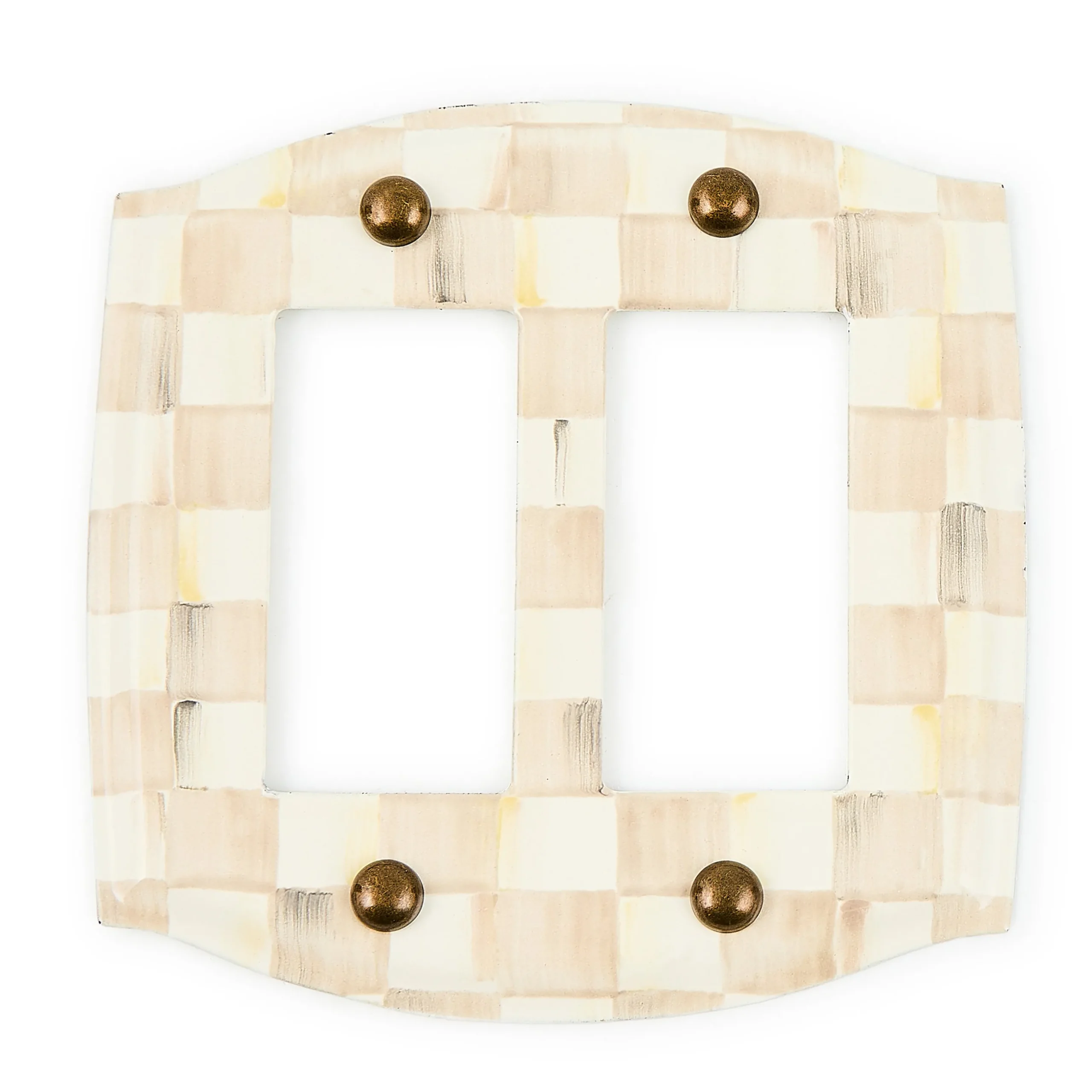 Mocha Check Double Rocker Switch Plate