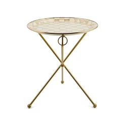 Mocha Check Enamel Tilt Accent Table