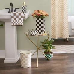 Mocha Check Enamel Tilt Accent Table