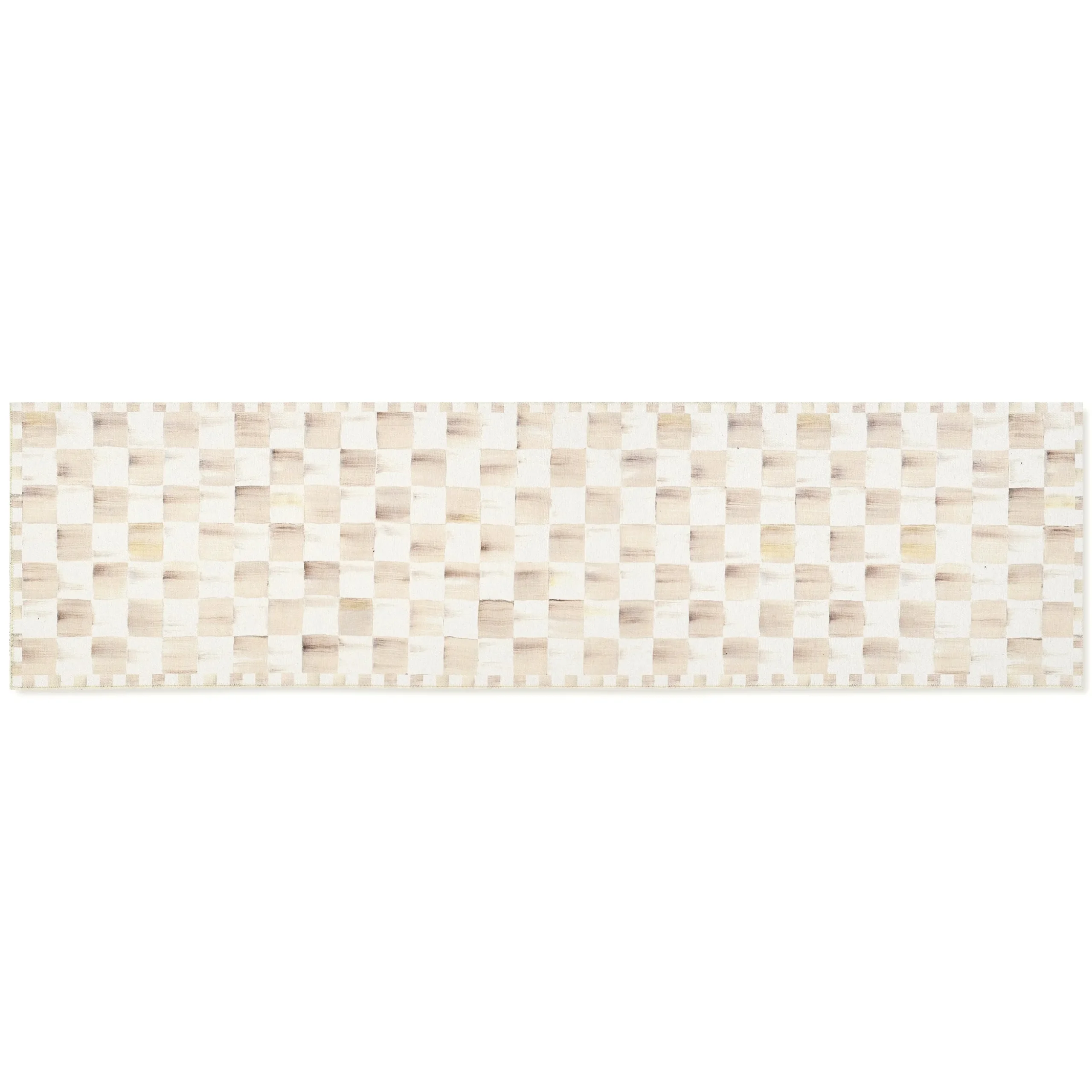 Mocha Checkered 2'6" x 10' Washable Runner