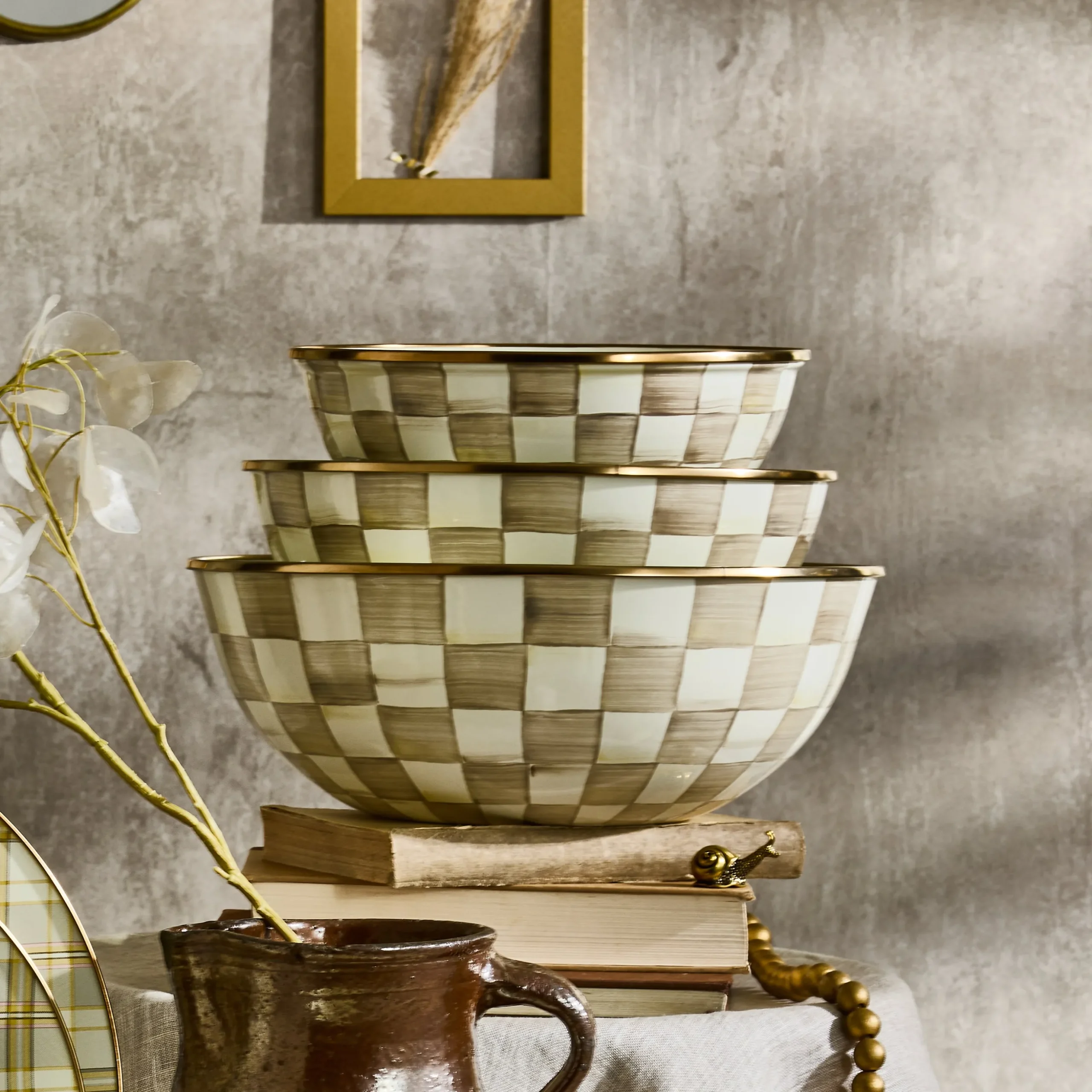 Mocha Check Extra Large Everyday Bowl