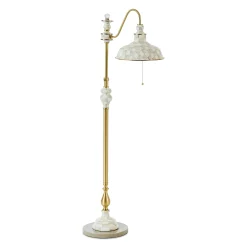Mocha Check Farmhouse Floor Lamp
