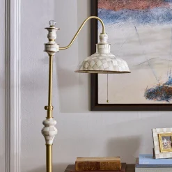 Mocha Check Farmhouse Floor Lamp