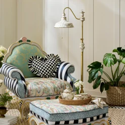 Mocha Check Farmhouse Floor Lamp
