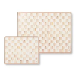 Mocha Check Glass Cutting Boards, Set of 2