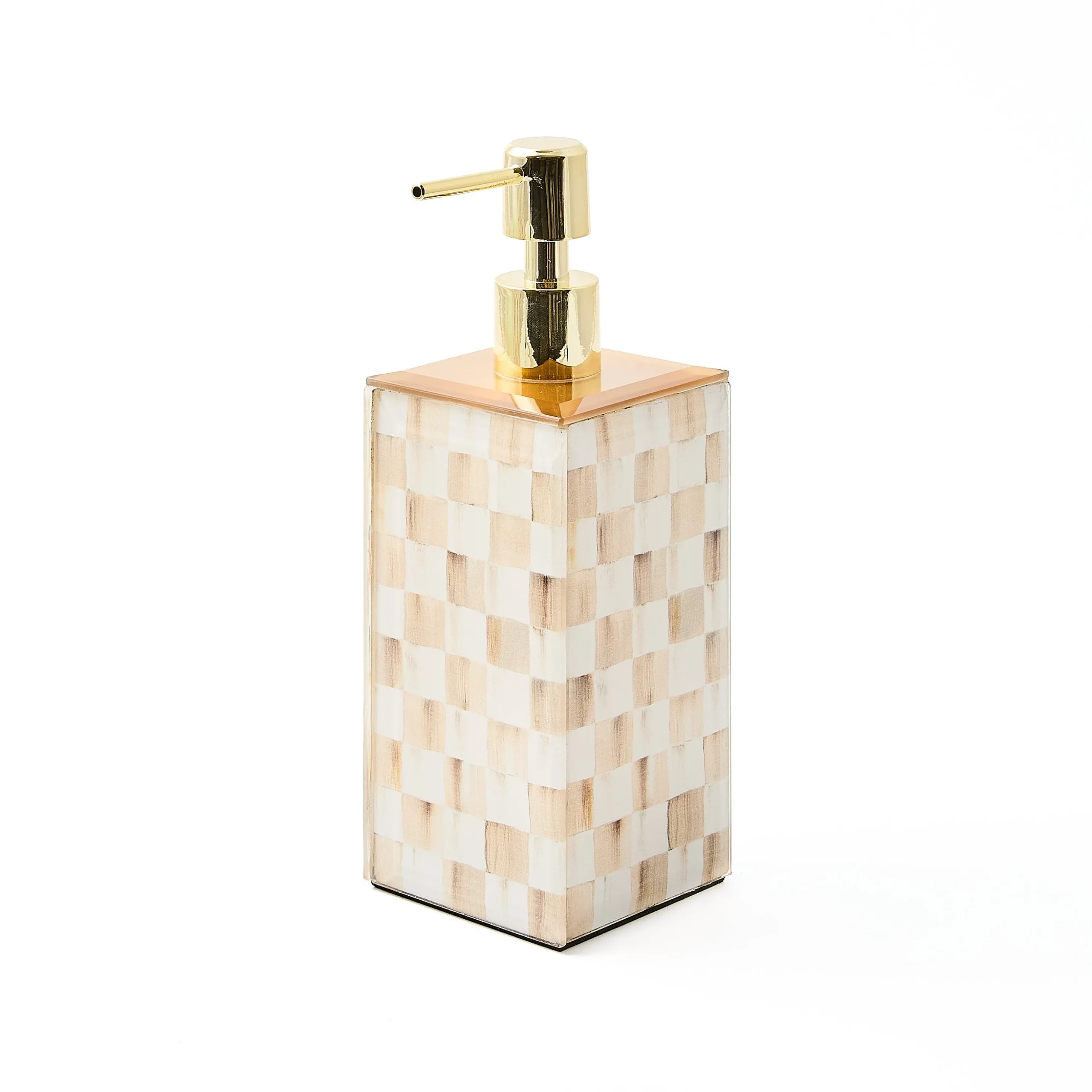 Mocha Check Glass Soap Pump