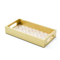 Mocha Check Glass Vanity Tray