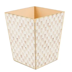 Mocha Check Glass Waste Bin