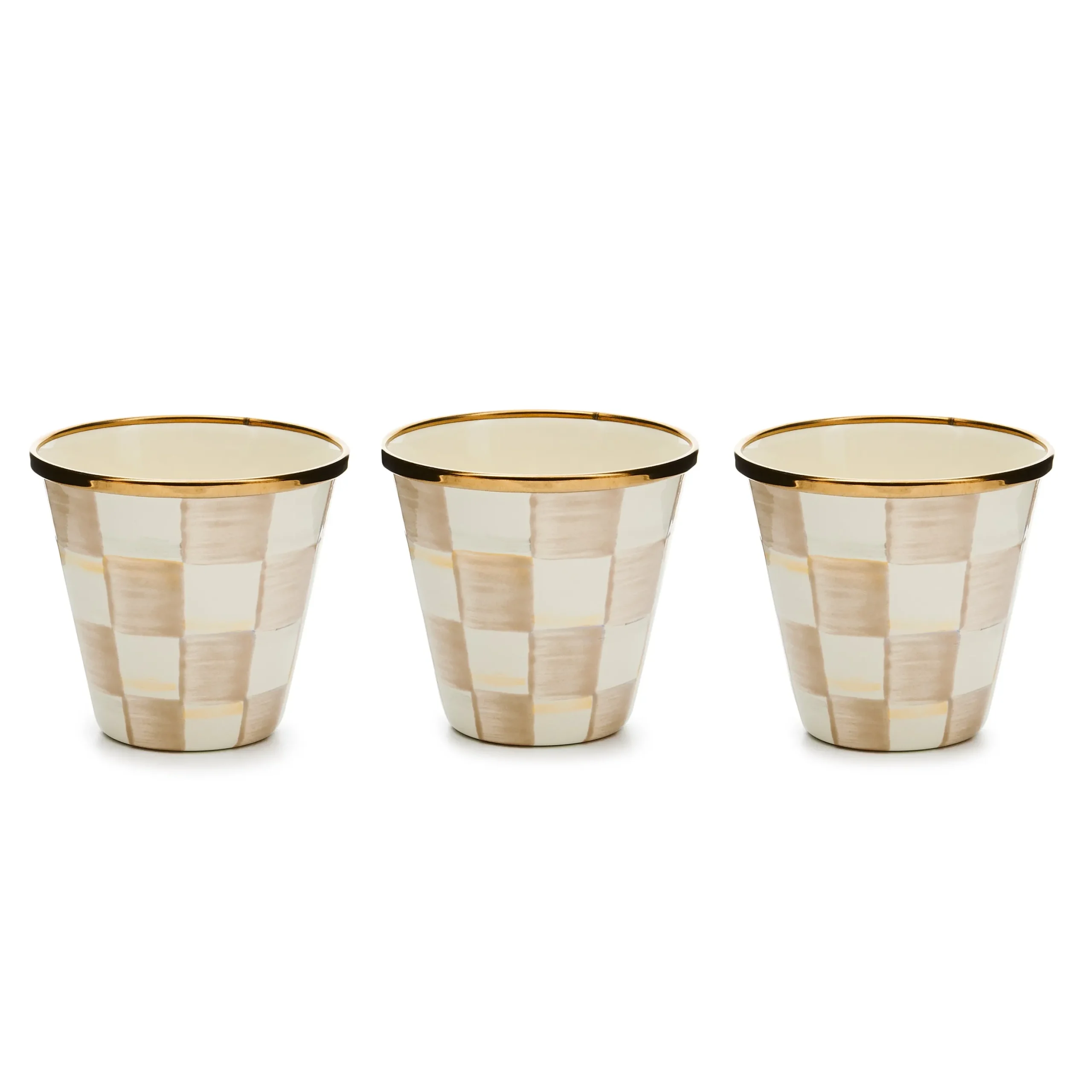 Mocha Check Herb Pots, Set of 3
