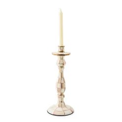 Mocha Check Large Candlestick