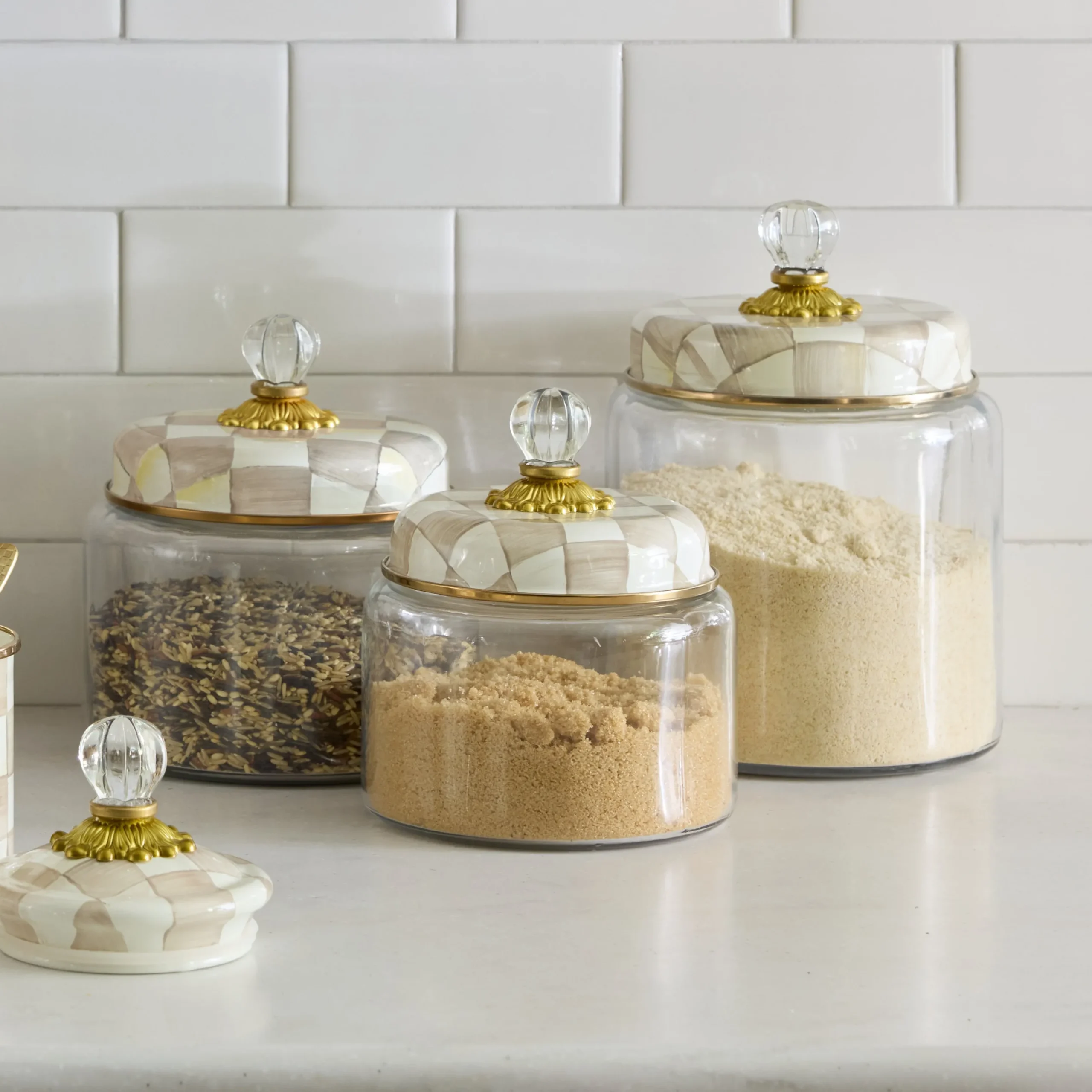 Mocha Check Large Kitchen Canister