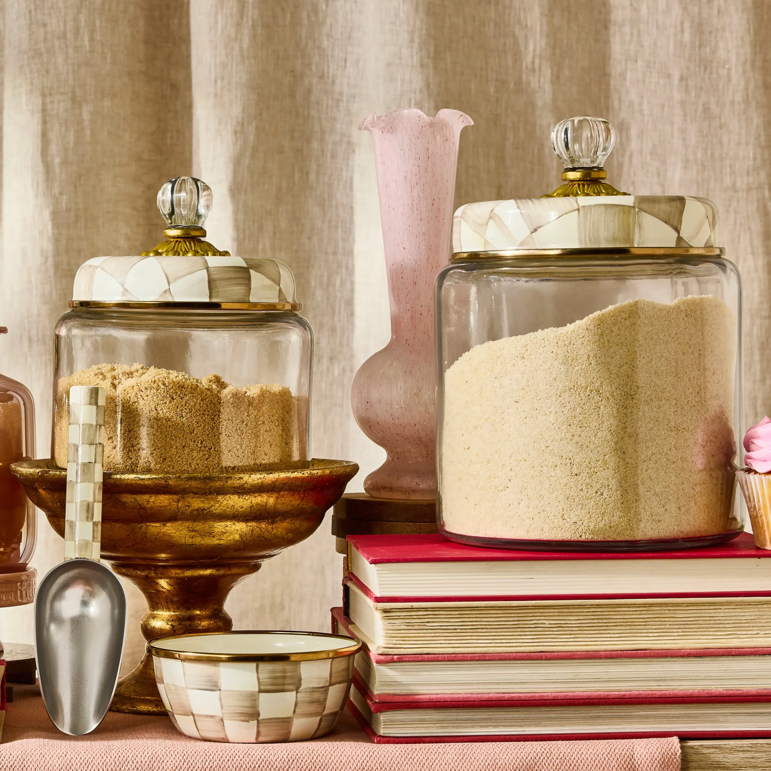 Mocha Check Large Kitchen Canister