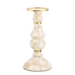 Mocha Check Large Pillar Candlestick