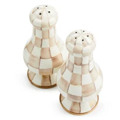 Mocha Check Large Salt & Pepper Shakers