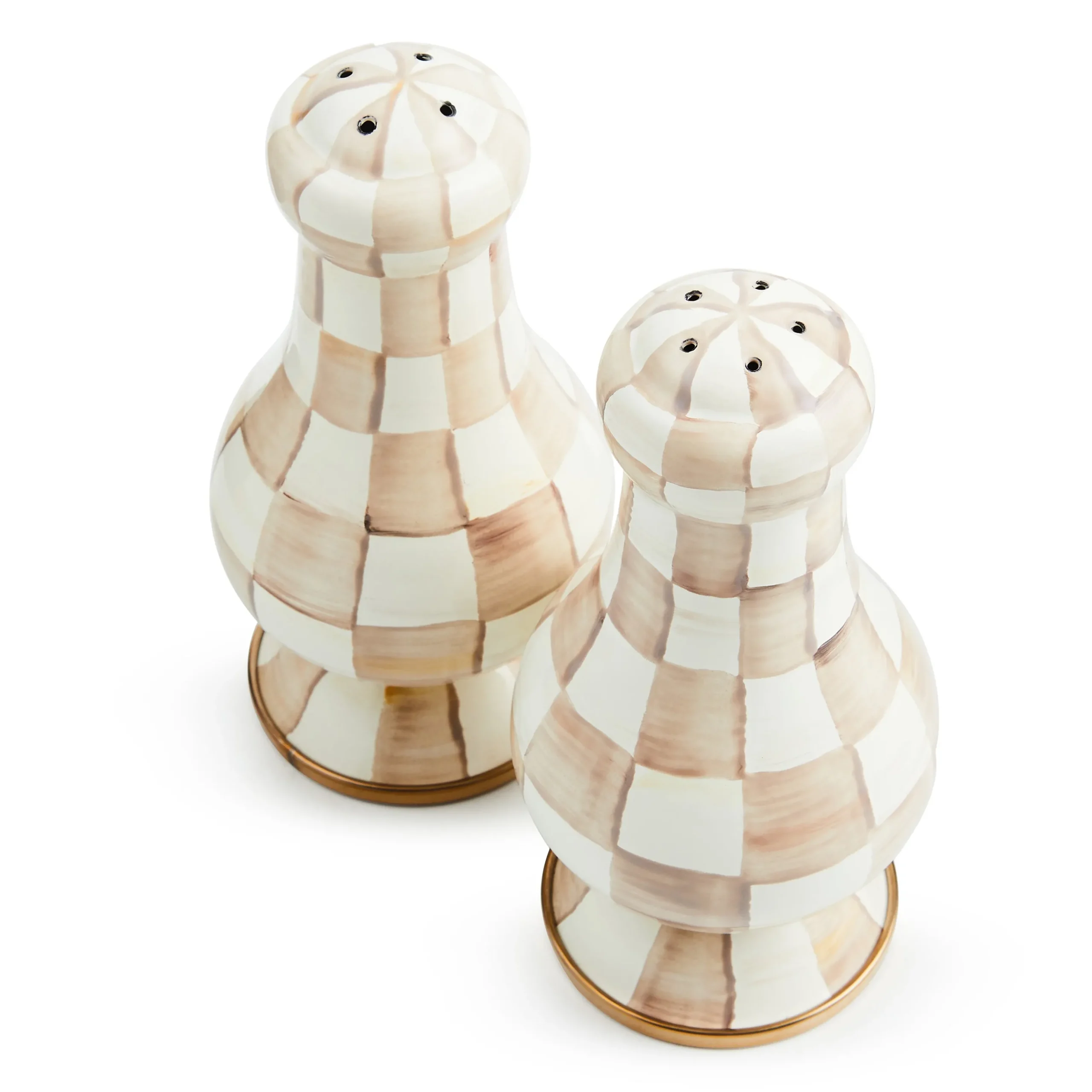 Mocha Check Large Salt & Pepper Shakers