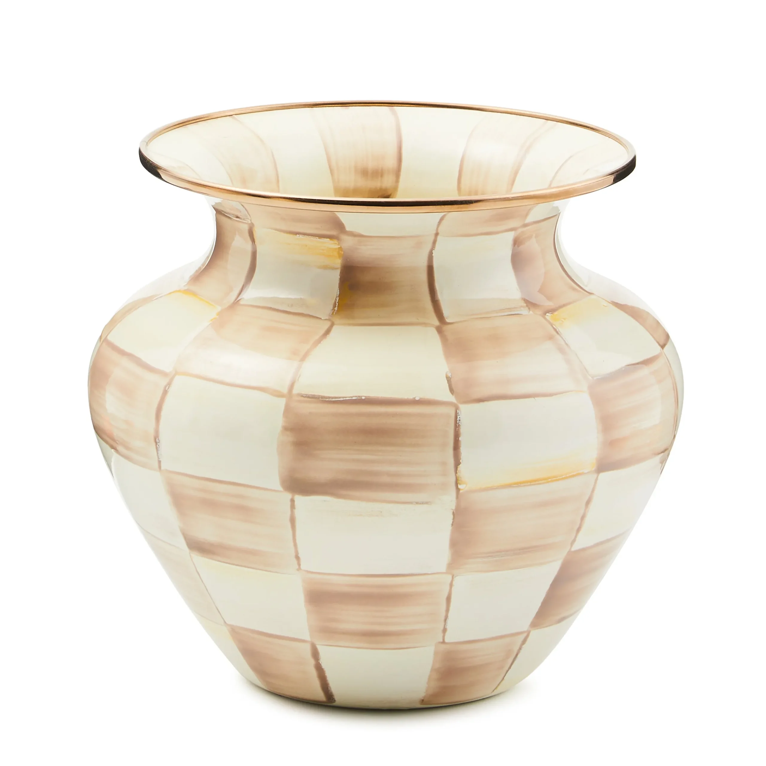 Mocha Check Large Vase