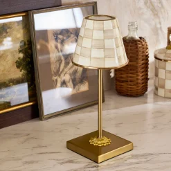Mocha Check LED Rechargeable Cafe Table Lamp