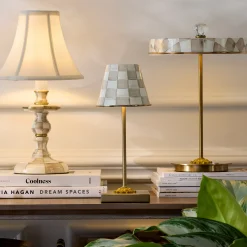 Mocha Check LED Rechargeable Cafe Table Lamp