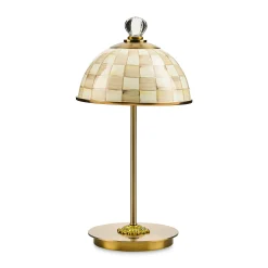 Mocha Check LED Rechargeable Dome Table Lamp
