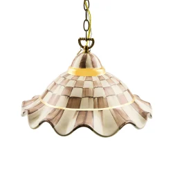 Mocha Check Medium Ceramic Pendant Lamp
