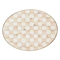 Mocha Check Medium Oval Platter