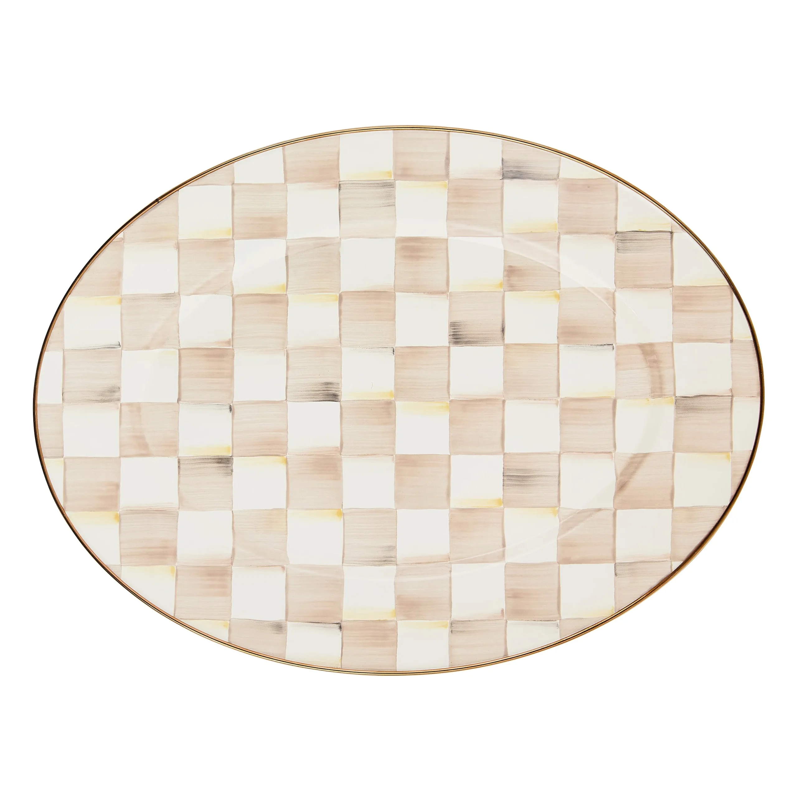 Mocha Check Medium Oval Platter