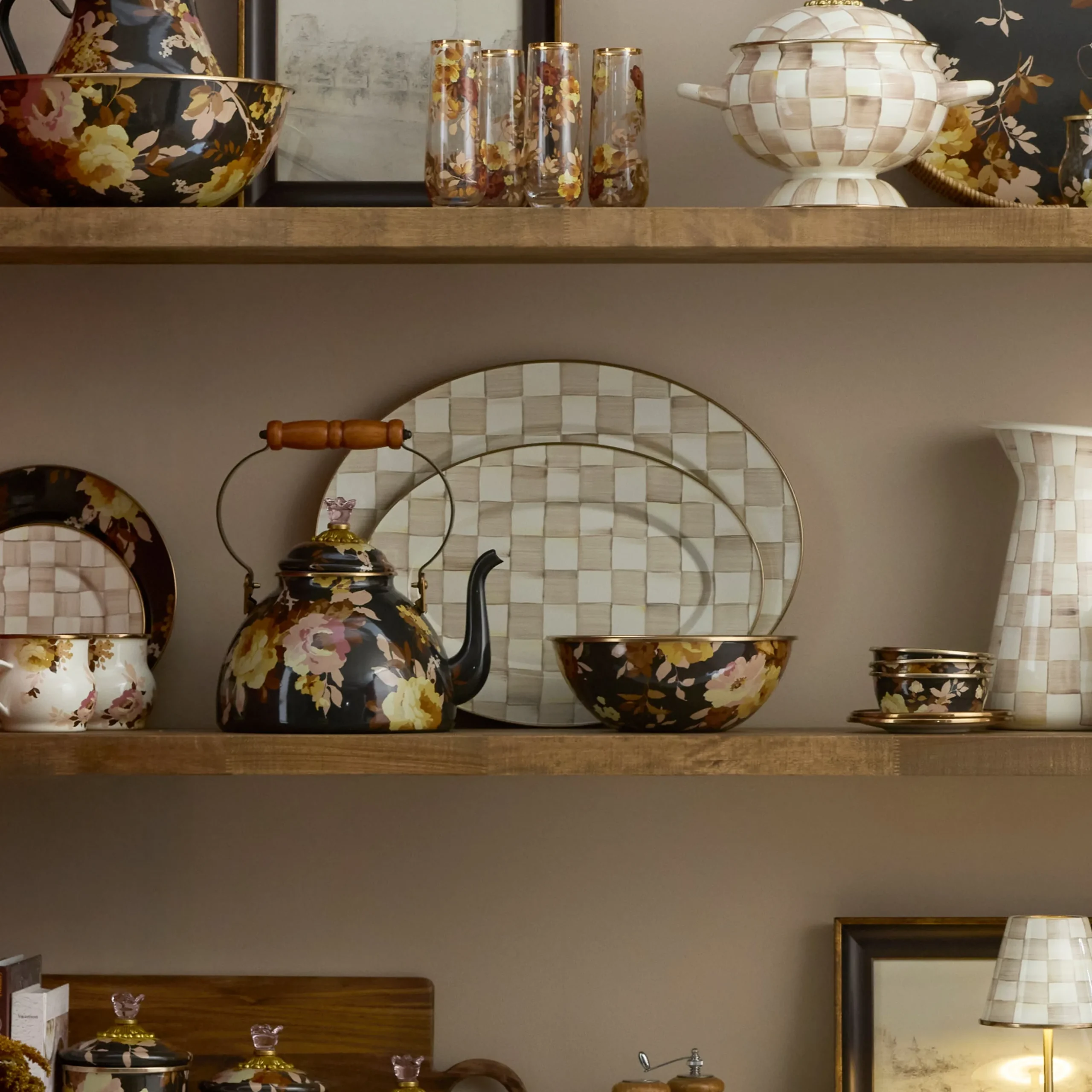 Mocha Check Medium Oval Platter