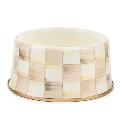 Mocha Check Medium Pet Dish