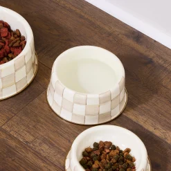 Mocha Check Medium Pet Dish
