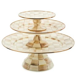 Mocha Check Mini Pedestal Platter
