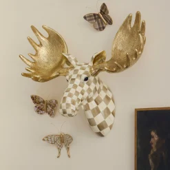 Mocha Check Moose Wall Decor
