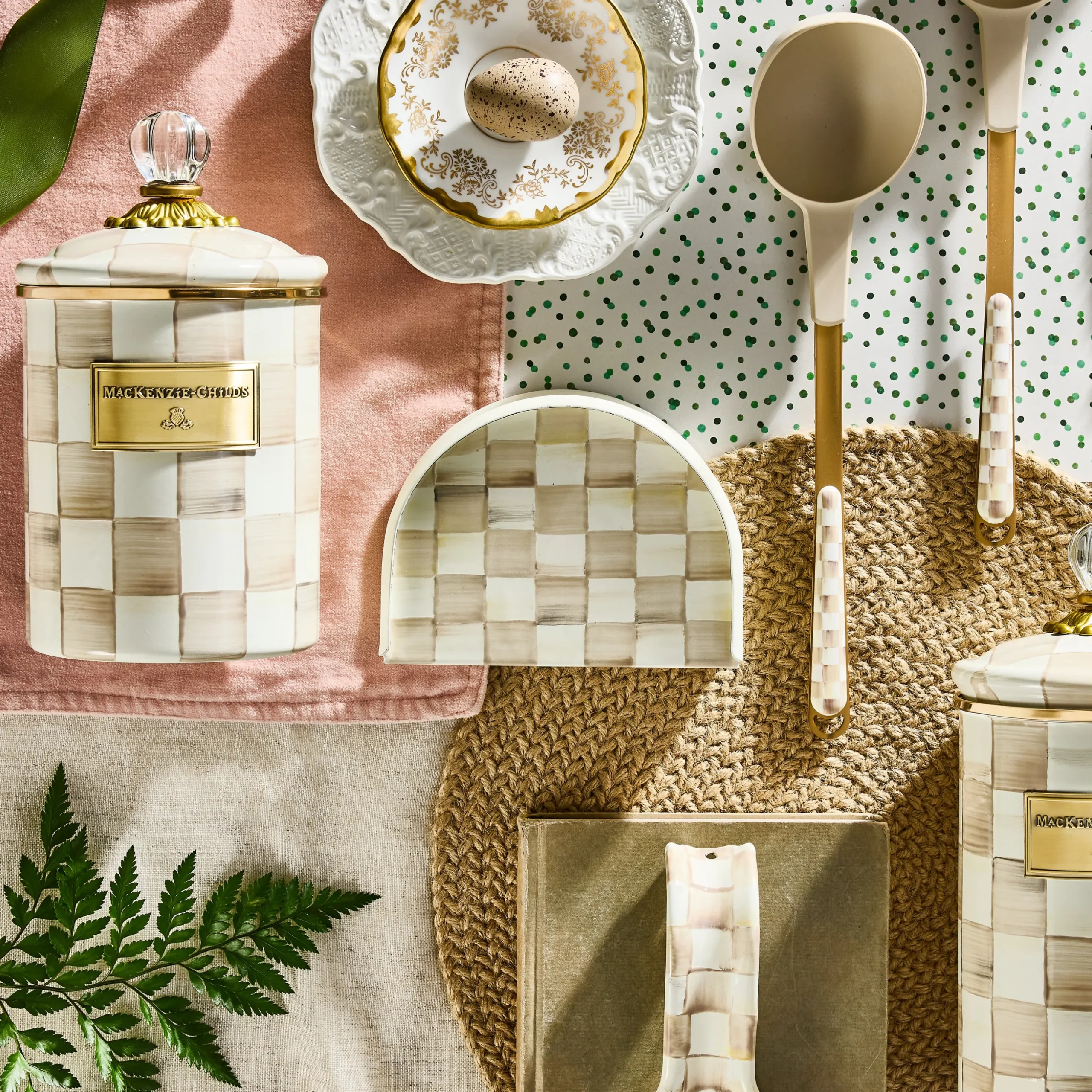 Mocha Check Napkin Holder