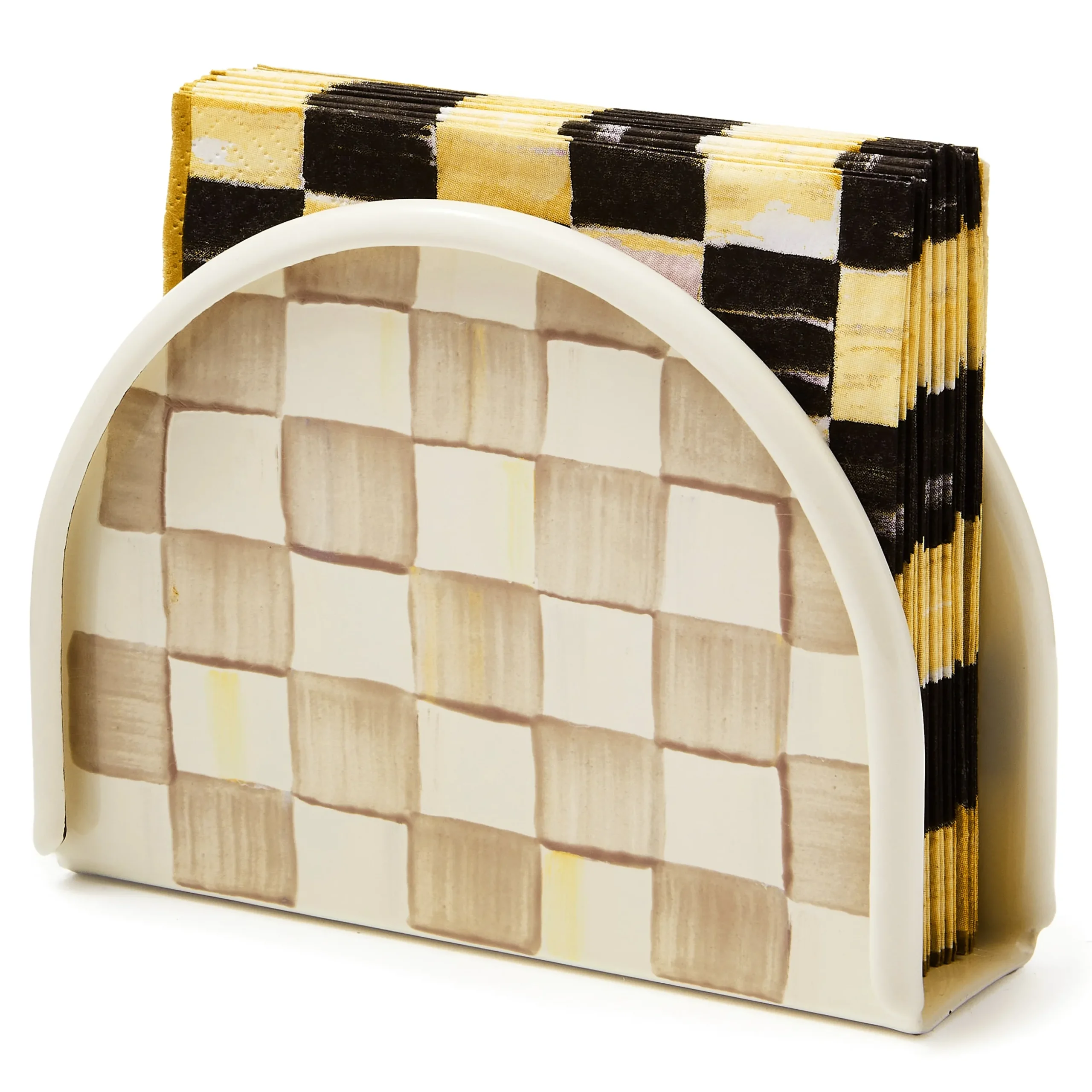 Mocha Check Napkin Holder