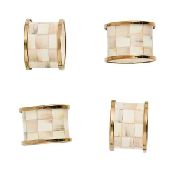 Mocha Check Napkin Rings, Set of 4