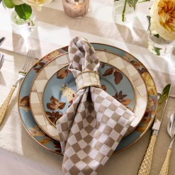 Mocha Check Napkin Rings, Set of 4