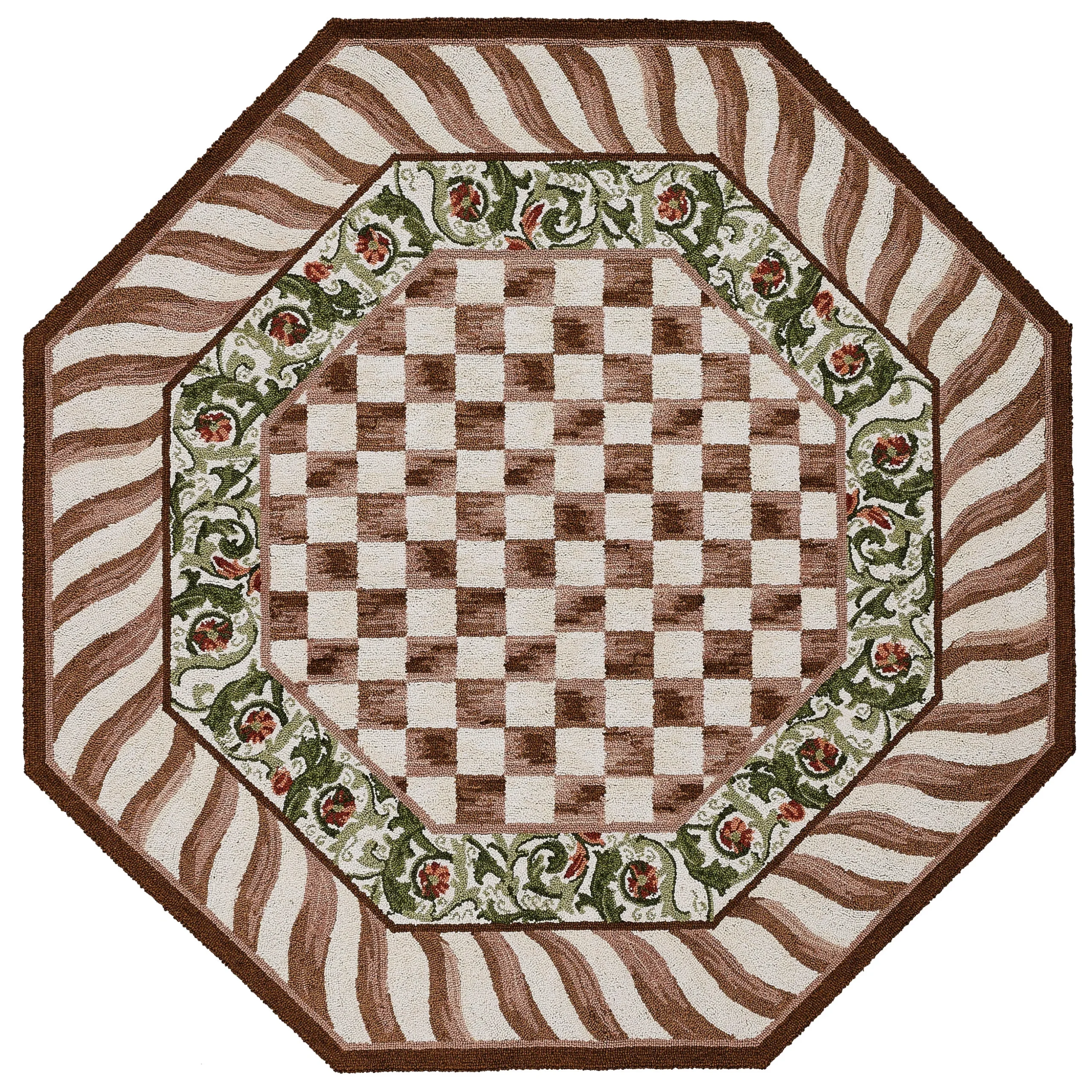 Mocha Check 6' Octagon Rug
