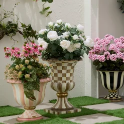 Mocha Check Pedestal Urn