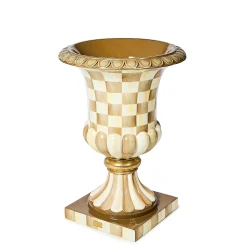 Mocha Check Pedestal Urn