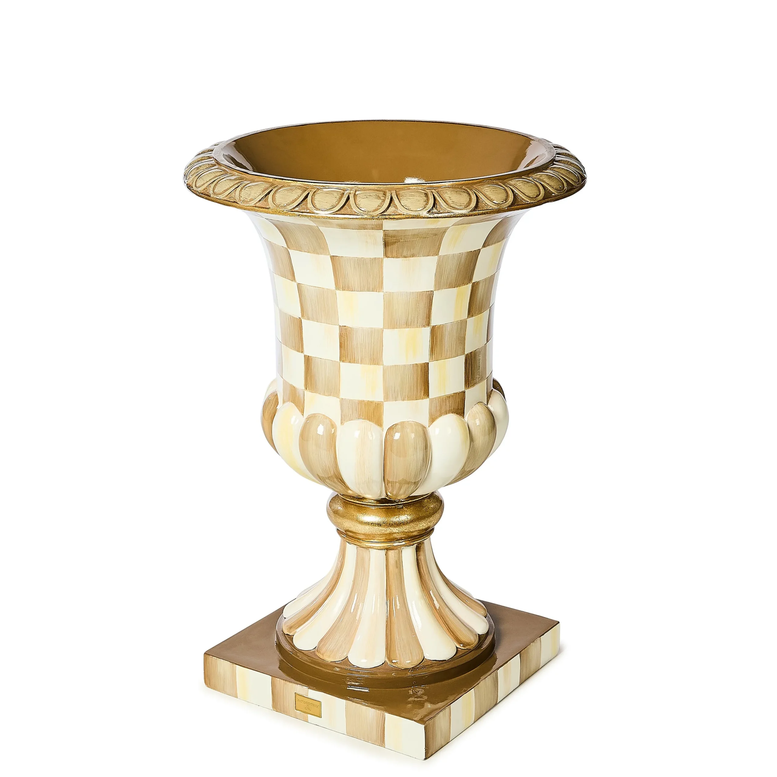 Mocha Check Pedestal Urn
