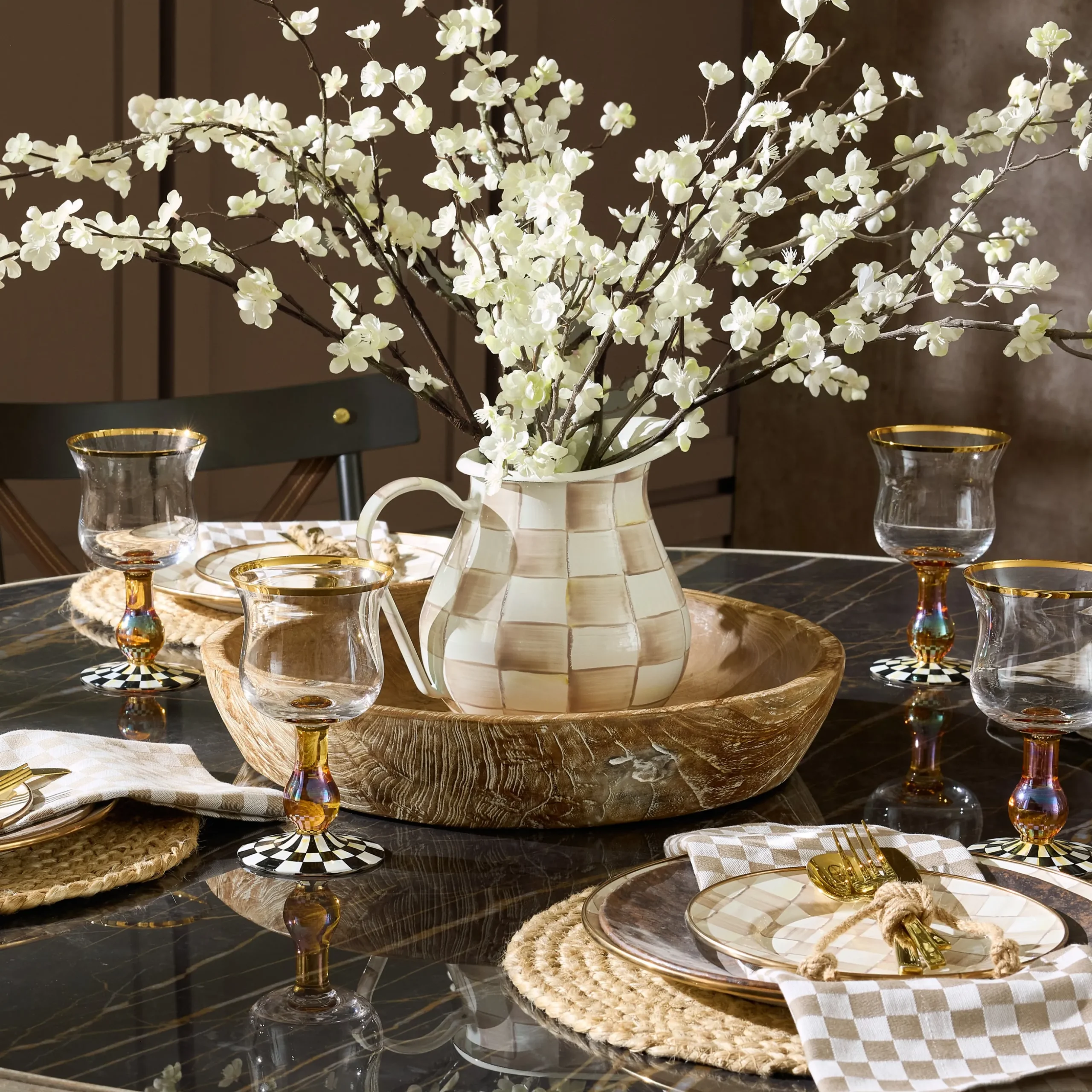 Mocha Check Pitcher
