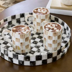 Mocha Check Porcelain Mug