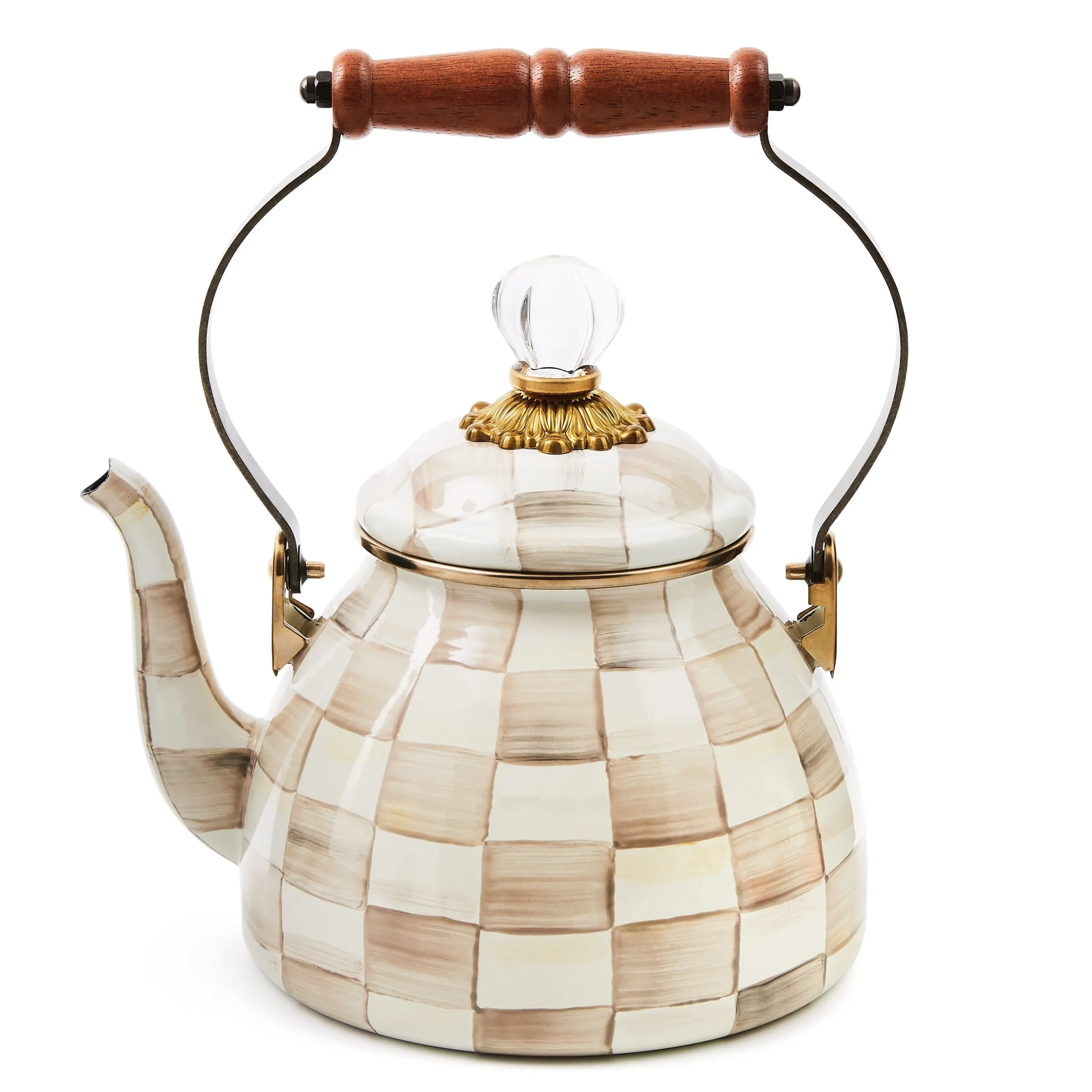 Mocha Check 2 Quart Tea Kettle
