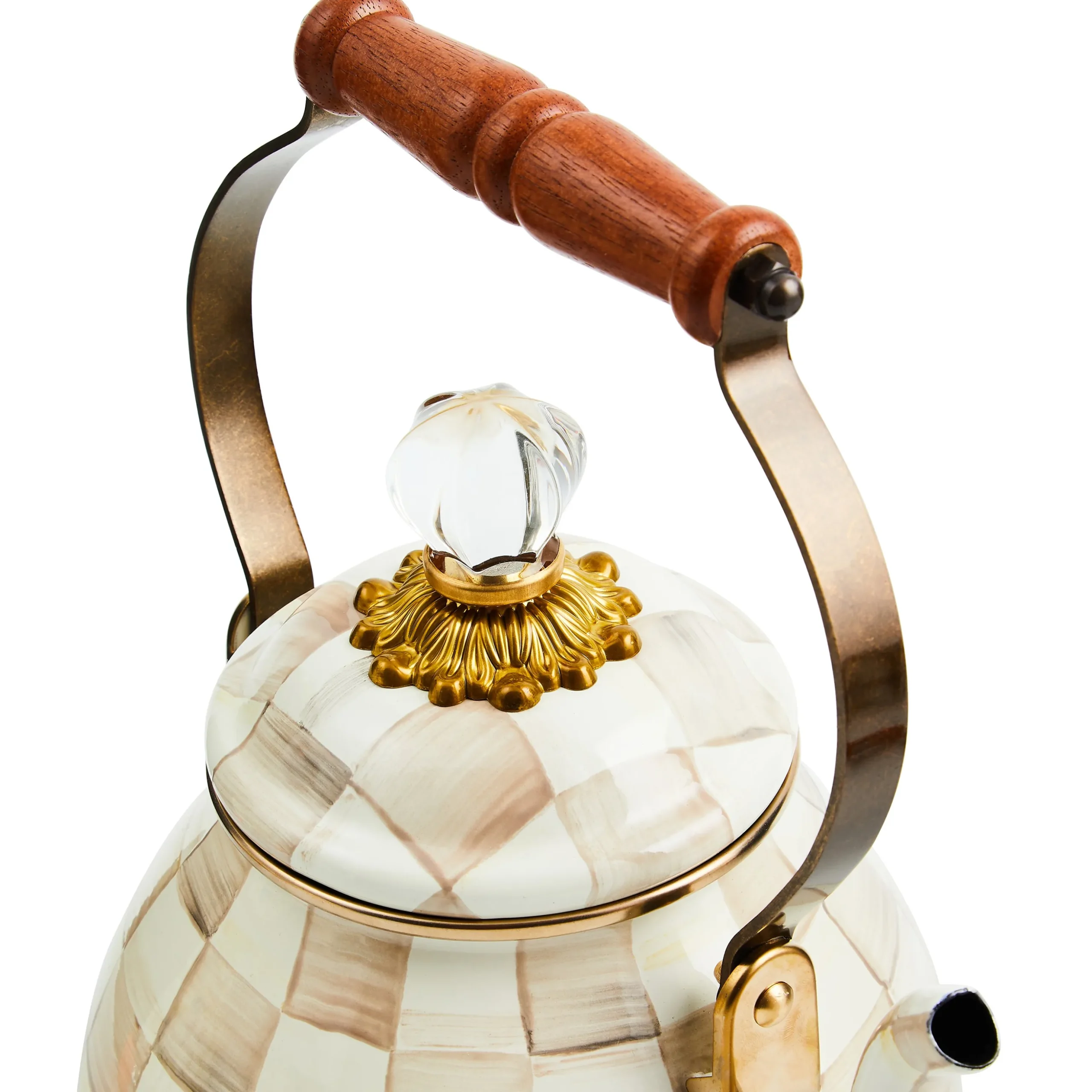 Mocha Check 2 Quart Tea Kettle