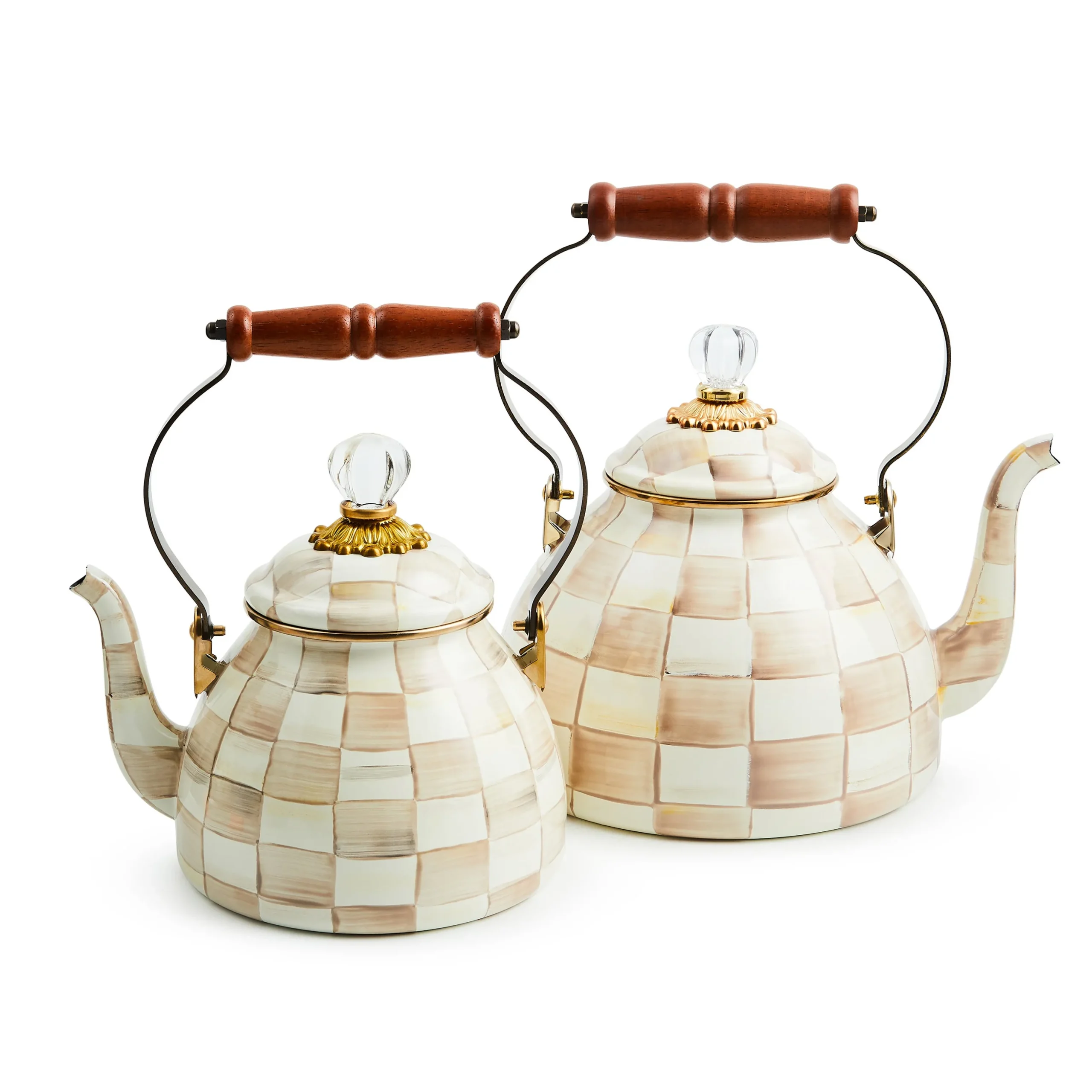 Mocha Check 2 Quart Tea Kettle
