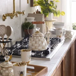 Mocha Check 2 Quart Tea Kettle