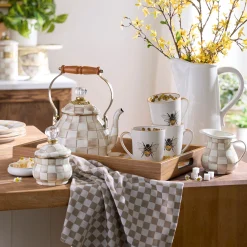 Mocha Check 2 Quart Tea Kettle