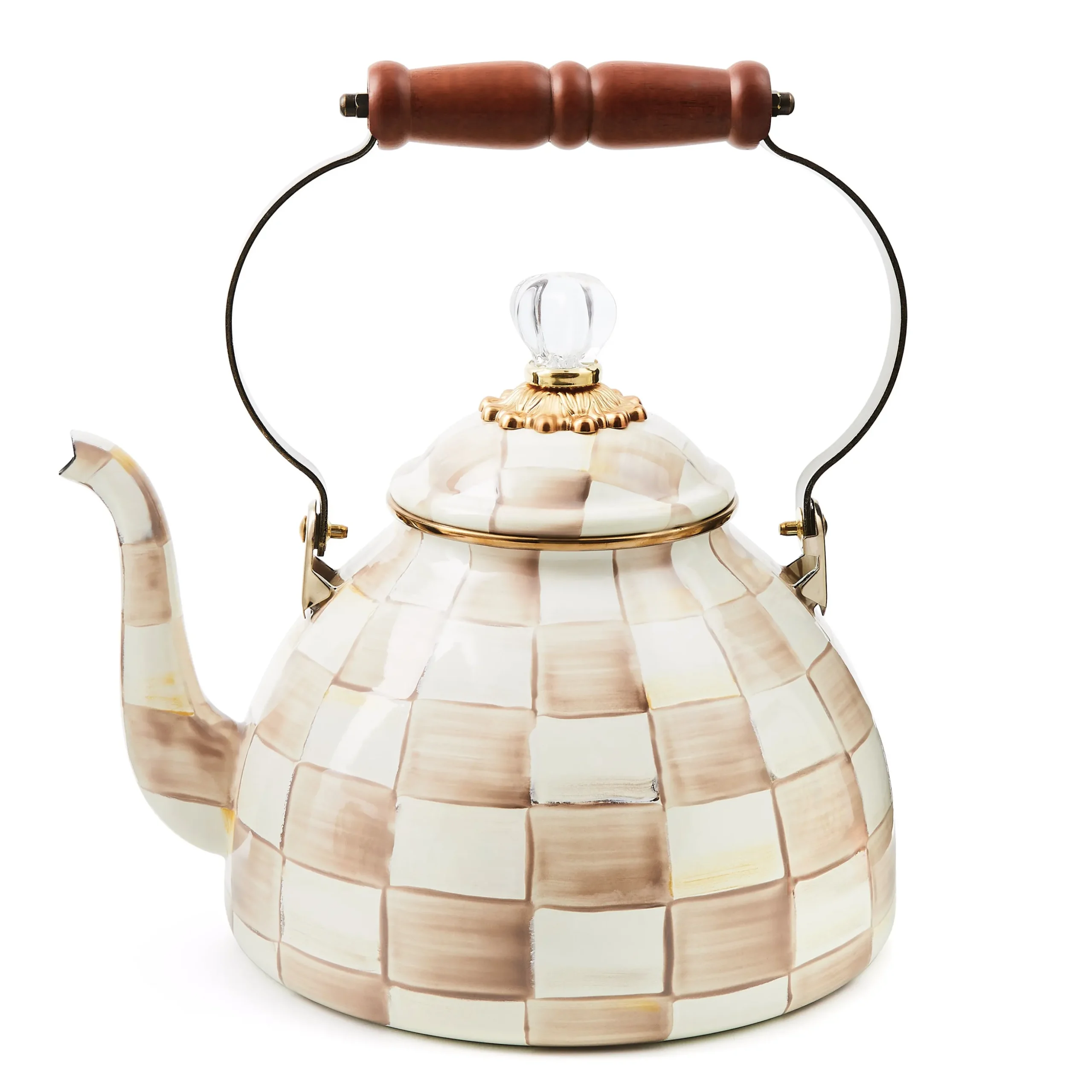 Mocha Check 3 Quart Tea Kettle