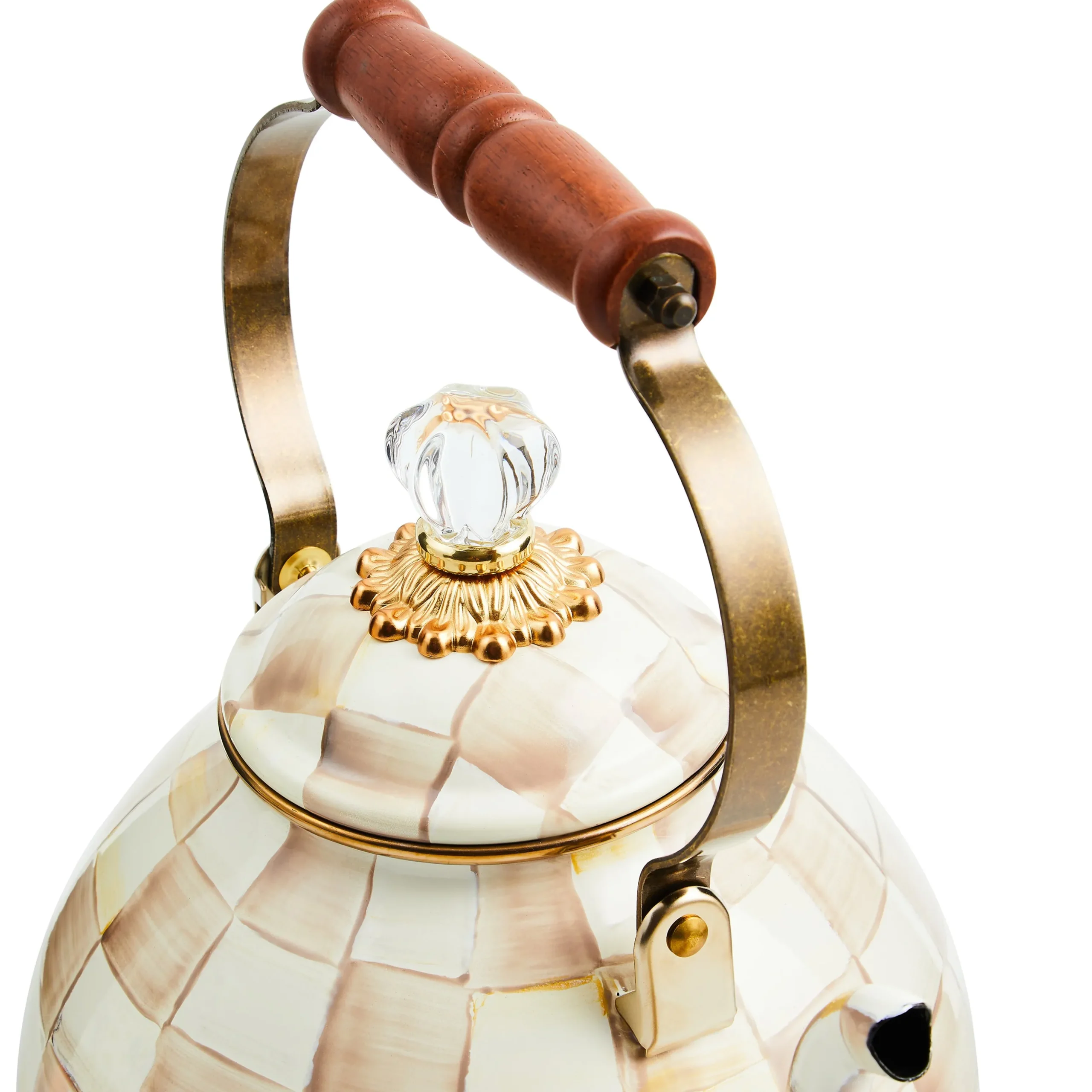 Mocha Check 3 Quart Tea Kettle