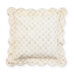 Mocha Check Reversible Scalloped Throw Pillow